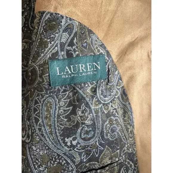 Lauren Ralph Lauren Sport Coat Suit Jacket Blazer Brown 44R Paisley Lined